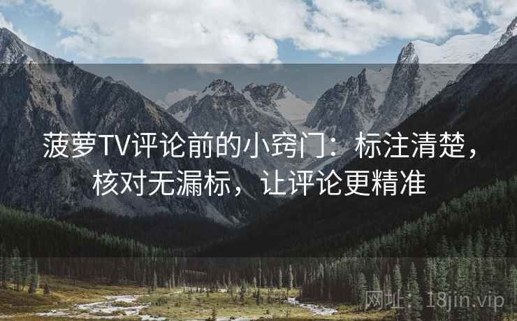 菠萝TV评论前的小窍门：标注清楚，核对无漏标，让评论更精准